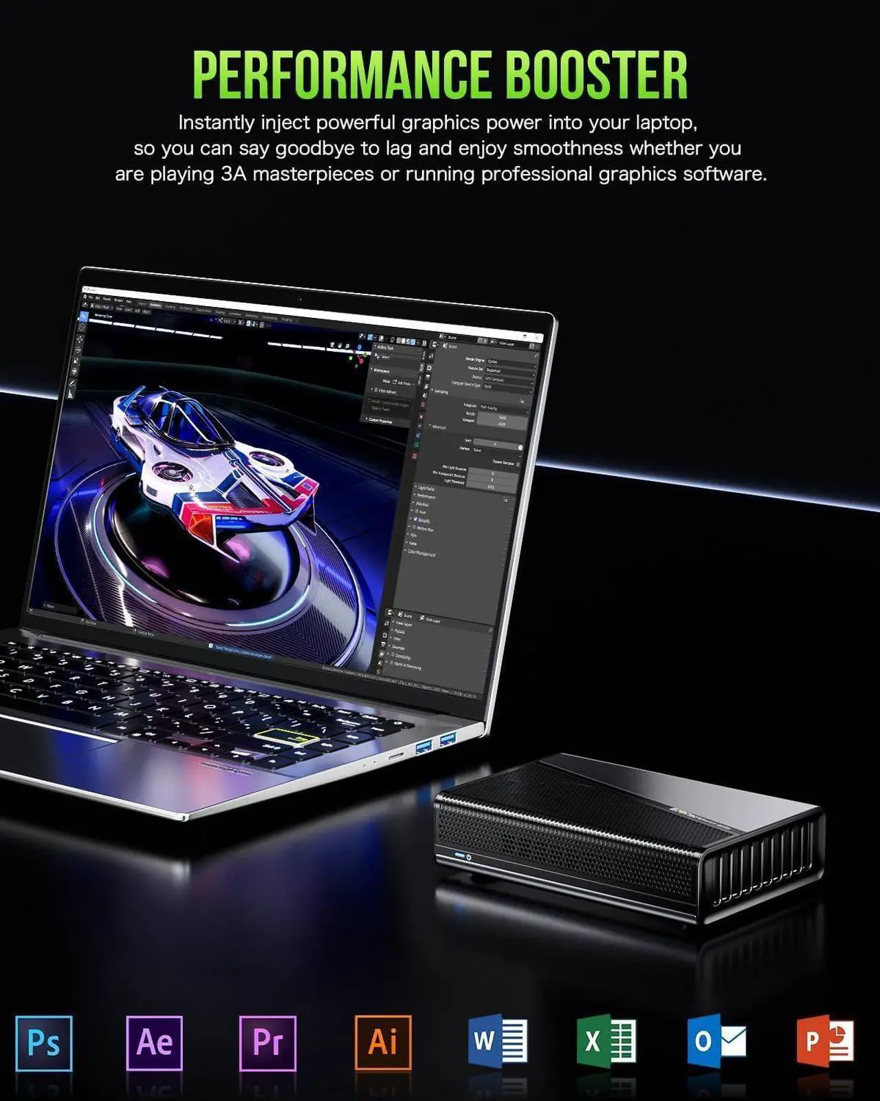 Alt view image 5 of 5 - GMKtec AD-GP1 External GPU Docking Station, eGPU Enclosure with AMD Radeon 7600M XT GPU Graphics Card, HDMI2.1, DisplayPort2.0, Oculink, USB4, eGPU Dock for Mini PC Laptop Notebook Game Console