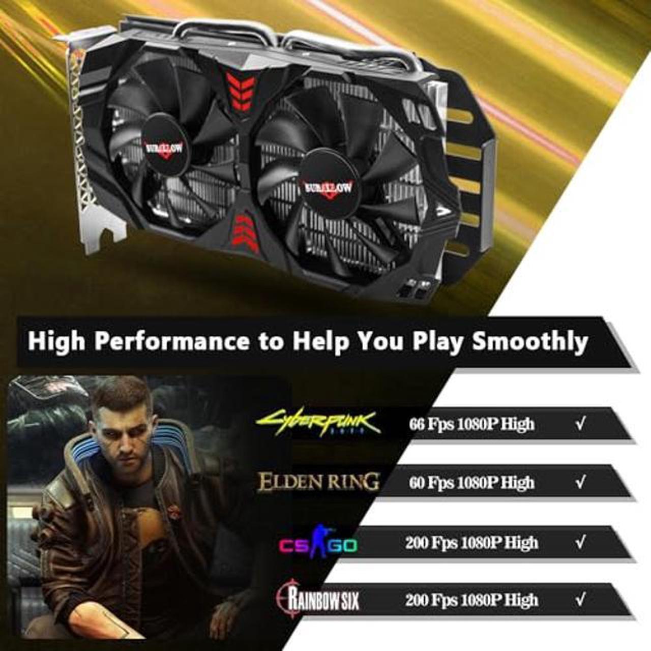 Alt view image 4 of 5 - SURALLOW RX 580 Graphics Card 8GB 2048SP, GDDR5, 256 Bit, Pc Gaming Video Card, 3*DP, HDMI, PCI Express 3.0 with Freeze Fan Stop for Desktop Computer GPU for Gaming PC