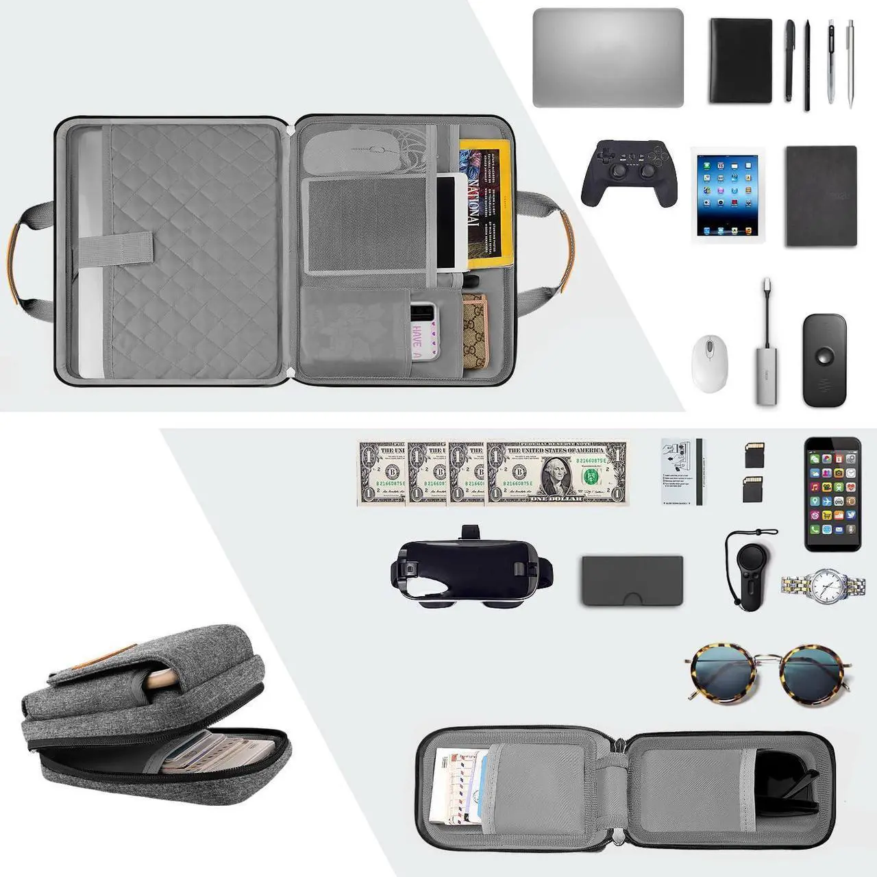 Alt view image 4 of 5 - Laptop Case 15.6 Inch Briefcase Military-Grade Protection with Detachable Belt Bag, Compatible All Model of 15-16 Inch MacBook Pro and Most Popular 15.6 Inch Notebooks Chromebooks (Gray Black)