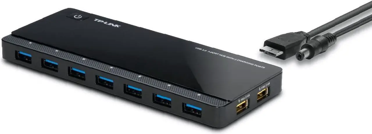Main image of TP-LINK Powered USB Hub 3.0 with 7 USB 3.0 Data Ports and 2 Smart Charging USB Ports. Compatible with Windows, Mac, Chrome & Linux OS, with Power On/Off Button, 12V/4A Power Adapter(UH720)
