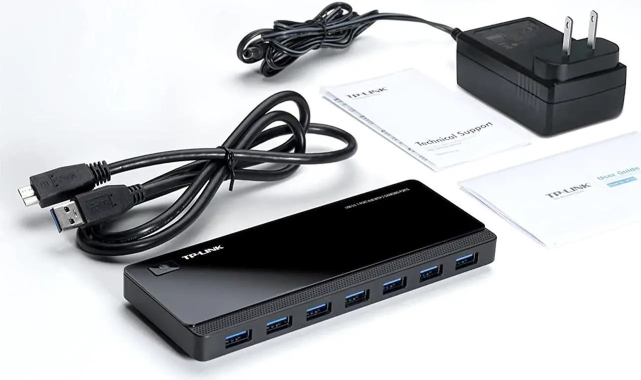 Alt view image 5 of 7 - TP-LINK Powered USB Hub 3.0 with 7 USB 3.0 Data Ports and 2 Smart Charging USB Ports. Compatible with Windows, Mac, Chrome & Linux OS, with Power On/Off Button, 12V/4A Power Adapter(UH720)