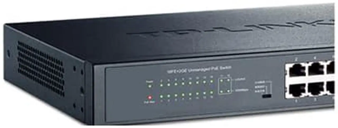 Alt view image 3 of 3 - 18-port PoE switch AP network security surveillance camera 16-port 100M Poe power supply module dual Gigabit uplink cabinet rack-mounted Vlan isolation