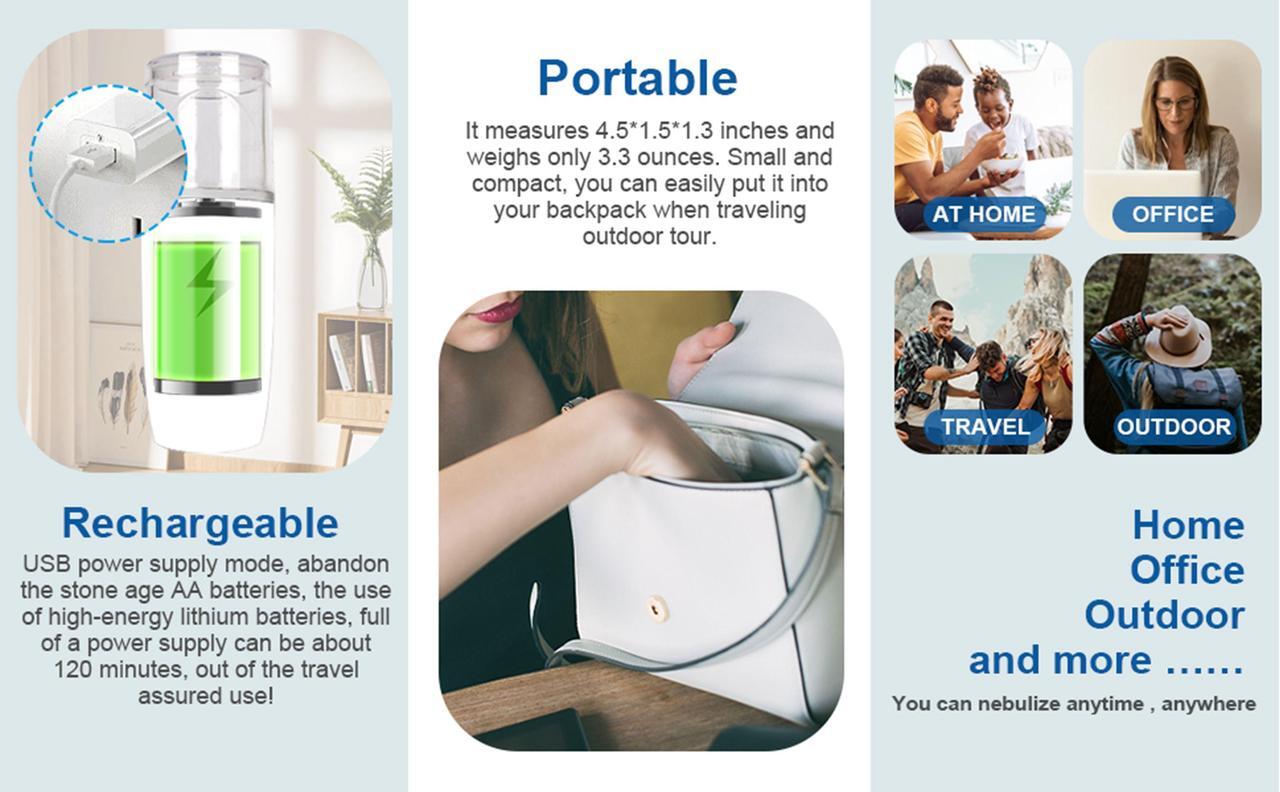 Alt view image 4 of 7 - Mericonn Rechargeable Mesh Nebulizer Portable Equipment for Homecare with USB Charging