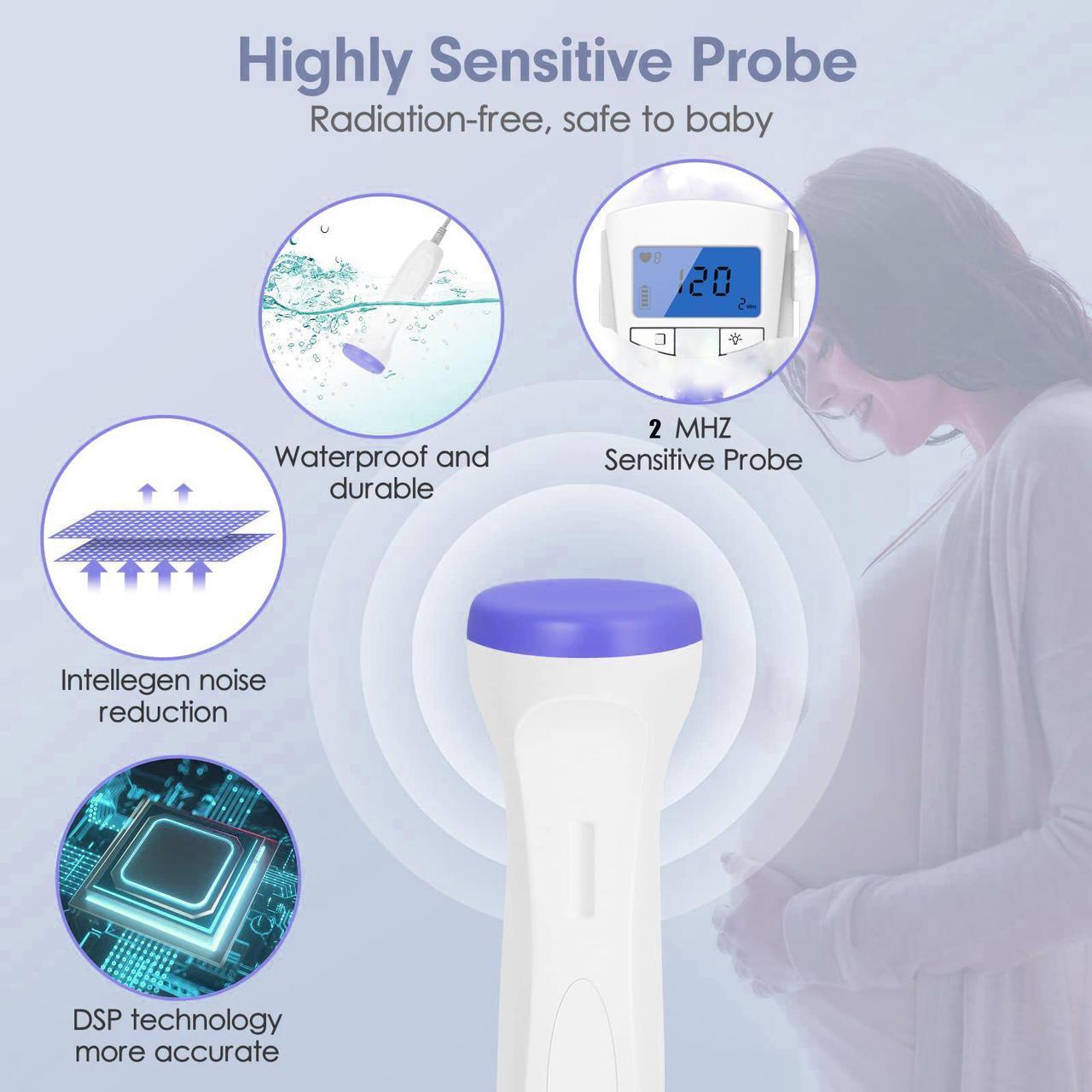 Alt view image 3 of 7 - Home Use Fetal Doppler Electronic Equipment Baby Heartbeat Monitor