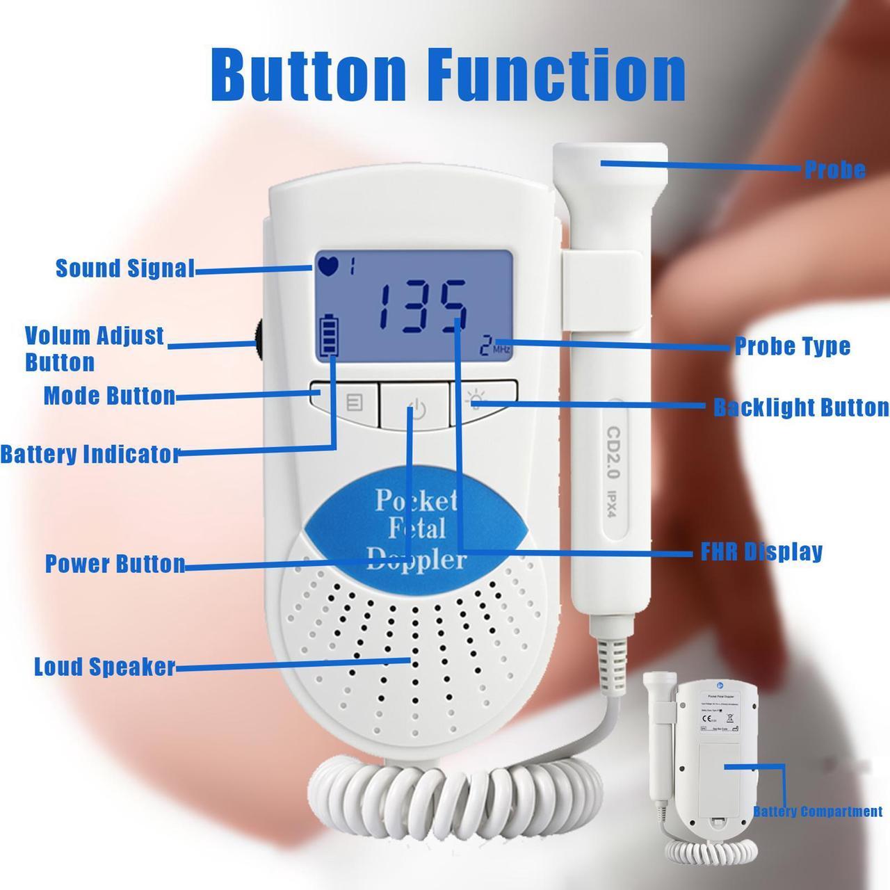 Alt view image 4 of 7 - Home Use Fetal Doppler Electronic Equipment Baby Heartbeat Monitor