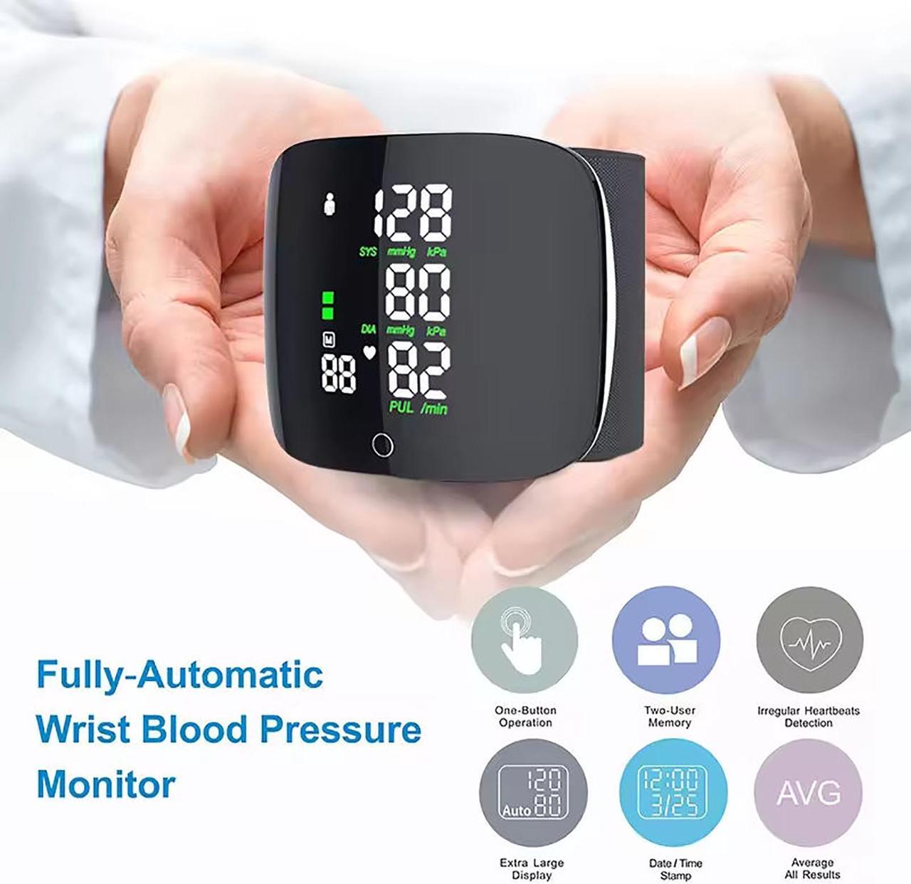 Alt view image 3 of 6 - Mericonn Wrist Blood Pressure Monitor BP Monitor LED Display Blood Pressure Cuff Wrist Automatic Voice 2x99 Reading Memory for Home Use with Carrying Case