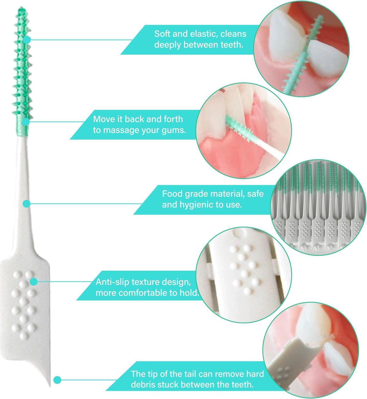 Alt view image 3 of 7 - Mericonn Oral Care Green Interdental Brushes - Pack of 200, Lightweight & Flexible Design with Convenient Portability for Effective Plaque Removal