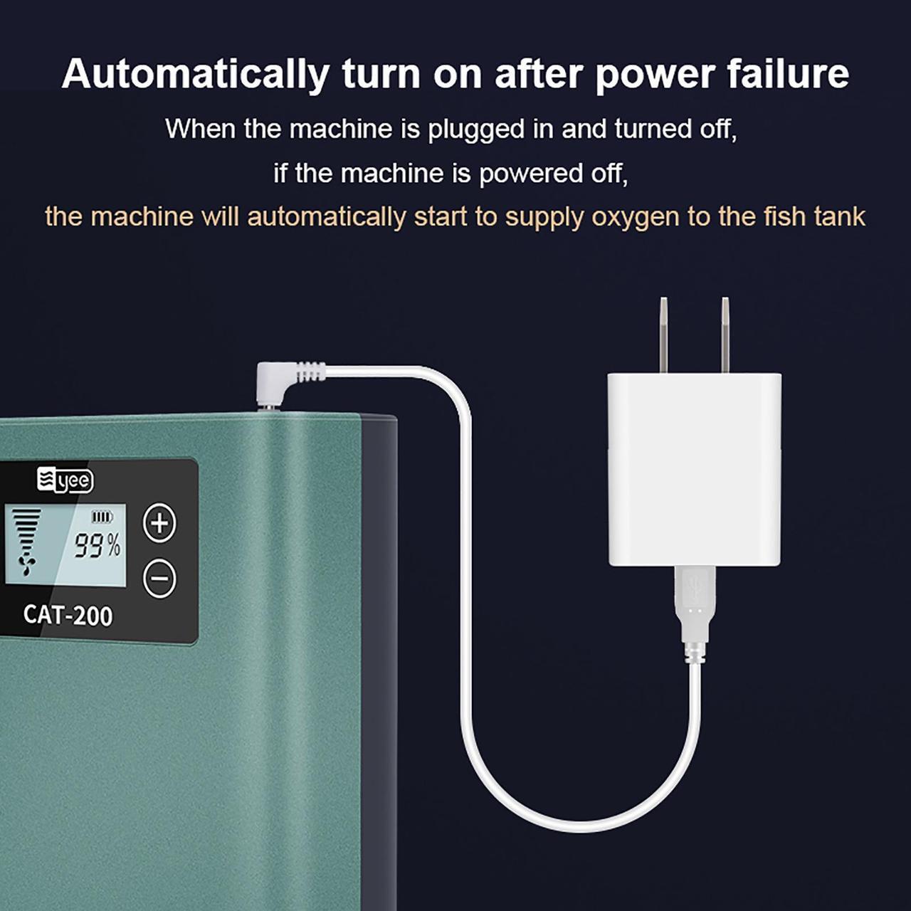 Alt view image 6 of 7 - Mericonn Aquarium Air Pump - Rechargeable Battery & Intelligent AC/DC Switch, LCD Display, Ultra Silent with Adjustable Airflow for Freshwater & Marine Tanks