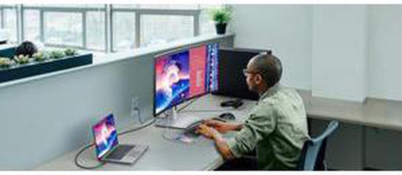 Alt view image 18 of 20 - Dell UltraSharp U3821DW 38" (37.5" Viewable) Curved Screen 3840 x 1600 WQHD LCD Monitor, 60 Hz, 8 ms, 21:9, 300 nits, Class USB Hub
