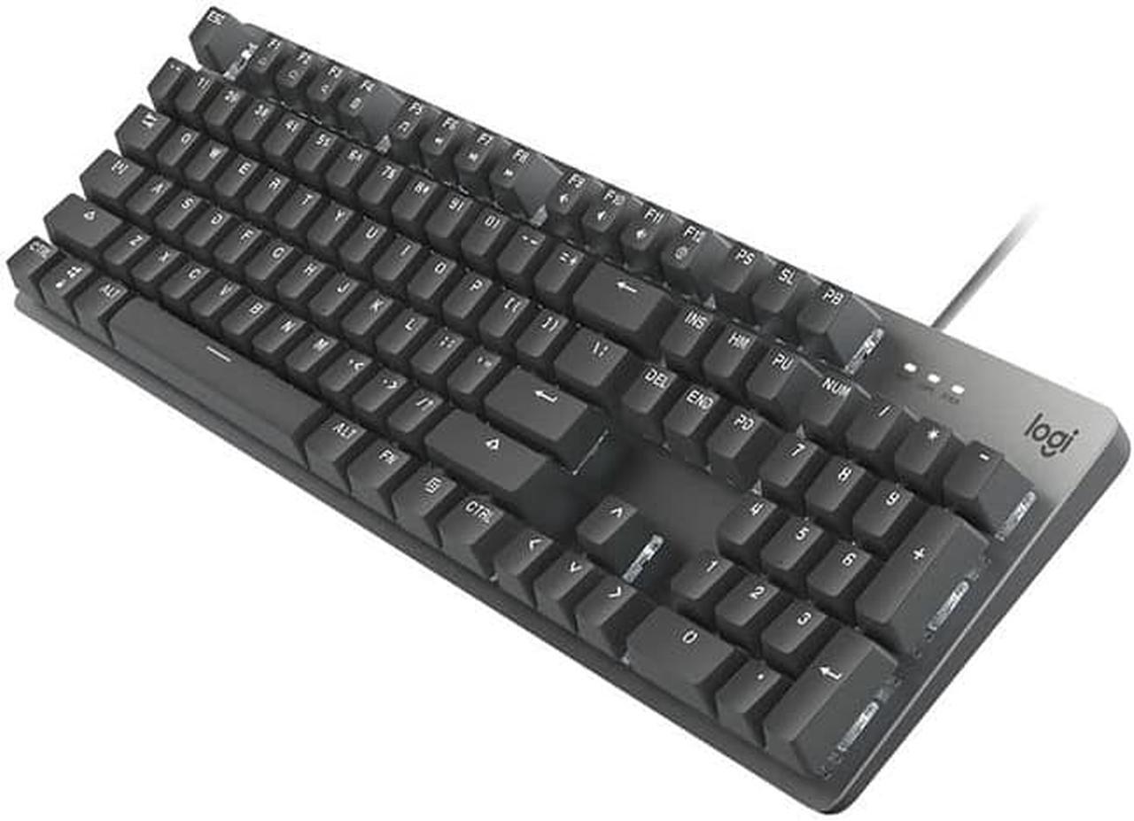 Logitech K845 Mechanical Illuminated Keyboard, Strong Adjustable Tilt Legs, Compact Size, Aluminum Top Case, 104 Keys, USB Corded, Windows (Logitech Blue Switches)