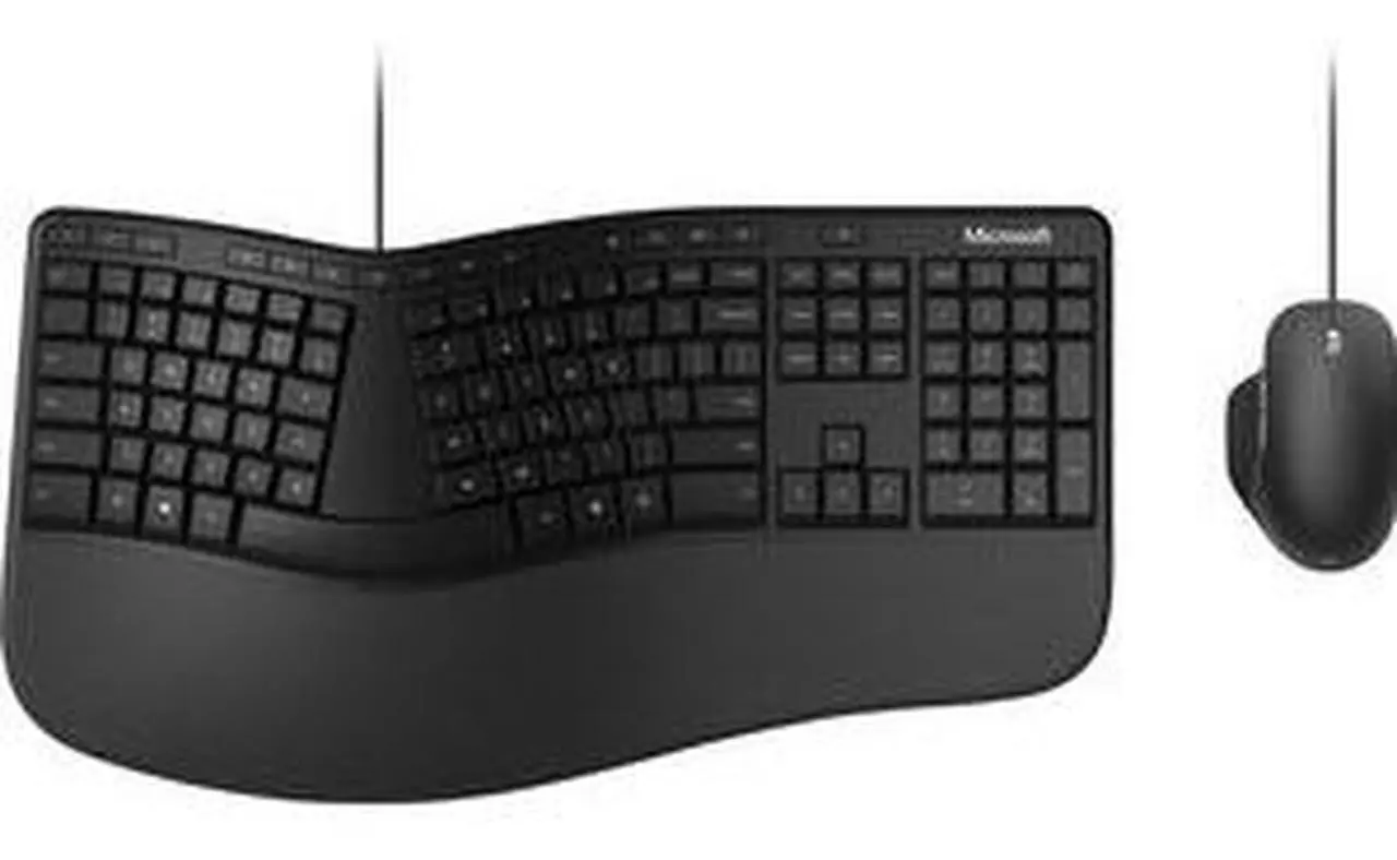 Alt view image 13 of 19 - Microsoft Ergonomic Desktop For Business keyboard mouse set USB English black