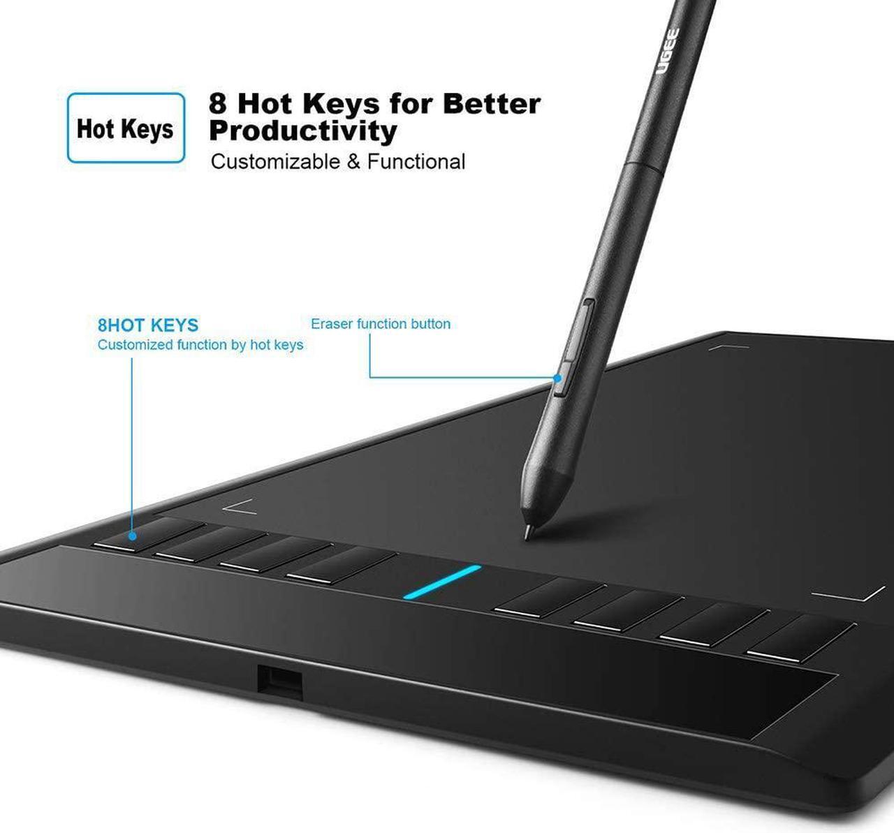 Alt view image 4 of 7 - UGEE M708 Drawing Tablet, Graphics Tablet with Pressure Pen Stylus, 8 Hotkeys, 10*6 inch Drawing Area, Art Tablet for Beginner, Easy to Use, Drawing Pad for Win11/10/8/7, Mac OS, Chrome OS PC Laptop