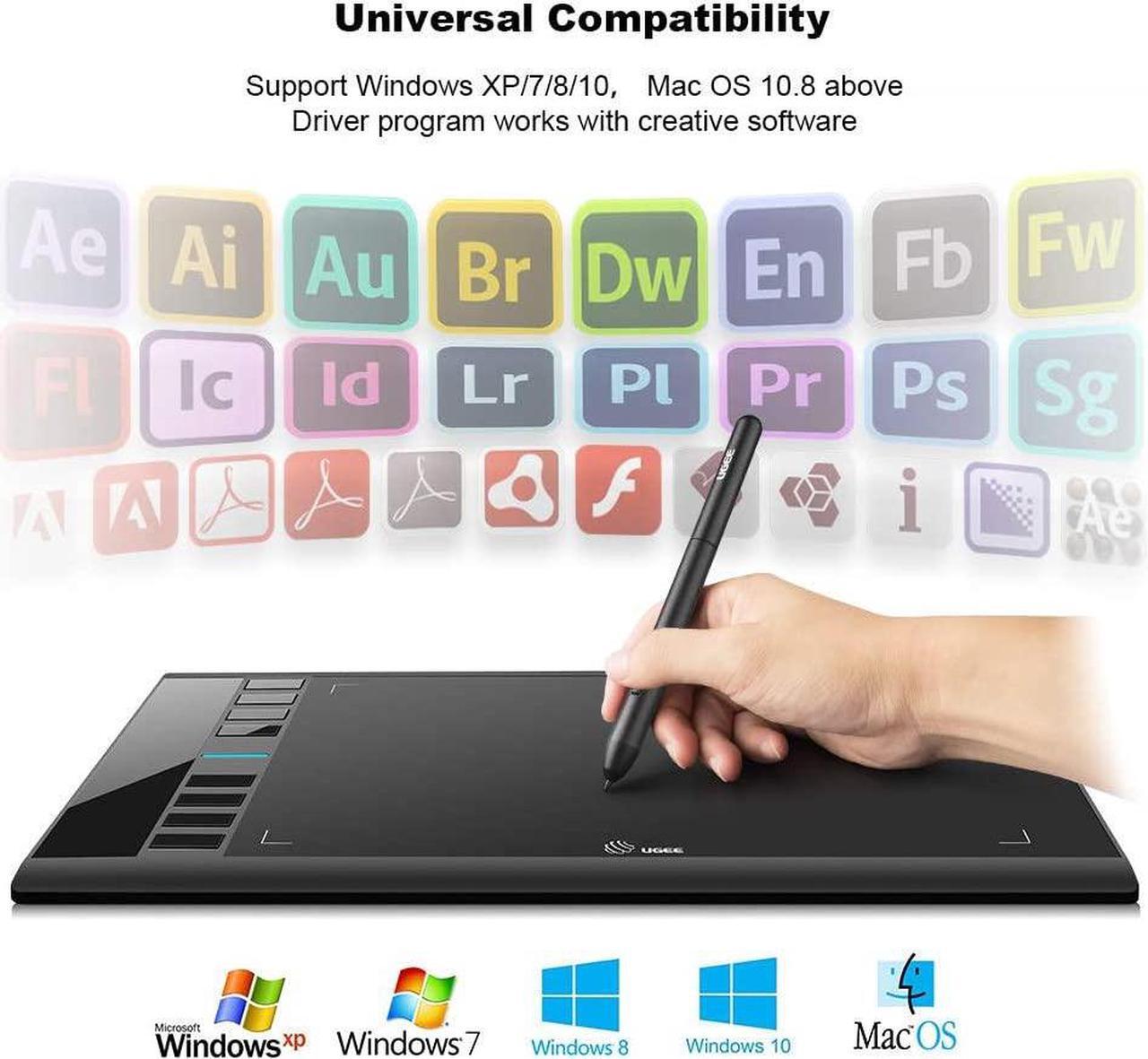 Alt view image 5 of 7 - UGEE M708 Drawing Tablet, Graphics Tablet with Pressure Pen Stylus, 8 Hotkeys, 10*6 inch Drawing Area, Art Tablet for Beginner, Easy to Use, Drawing Pad for Win11/10/8/7, Mac OS, Chrome OS PC Laptop