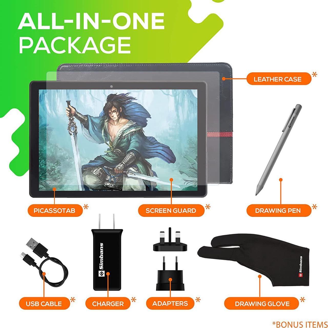 Alt view image 3 of 7 - Simbans PicassoTab Standalone Drawing Tablet with Screen [4 Bonus Items] Stylus Pen, Portable No Computer Needed, 10 Inch, 4/64GB, Android 10, WiFi, Best Gift for Beginner Digital Graphic Artist -PCX