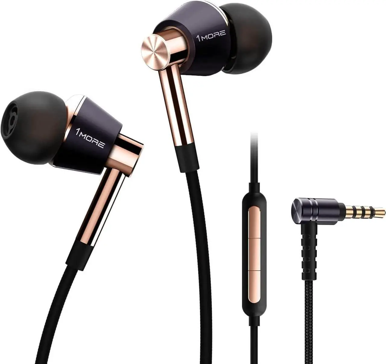 Main image of 1MORE Triple Driver In-Ear Earphones Hi-Res Headphones with High Resolution, Bass Driven Sound, MEMS Mic, In-Line Remote, High Fidelity for Smartphones/PC/Tablet - Gold