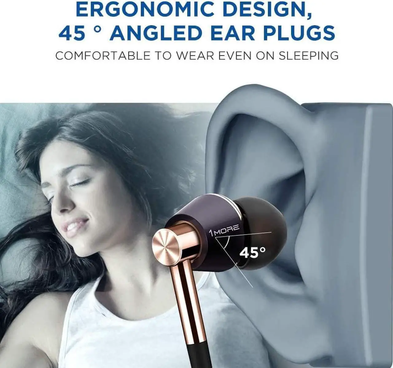 Alt view image 5 of 7 - 1MORE Triple Driver In-Ear Earphones Hi-Res Headphones with High Resolution, Bass Driven Sound, MEMS Mic, In-Line Remote, High Fidelity for Smartphones/PC/Tablet - Gold