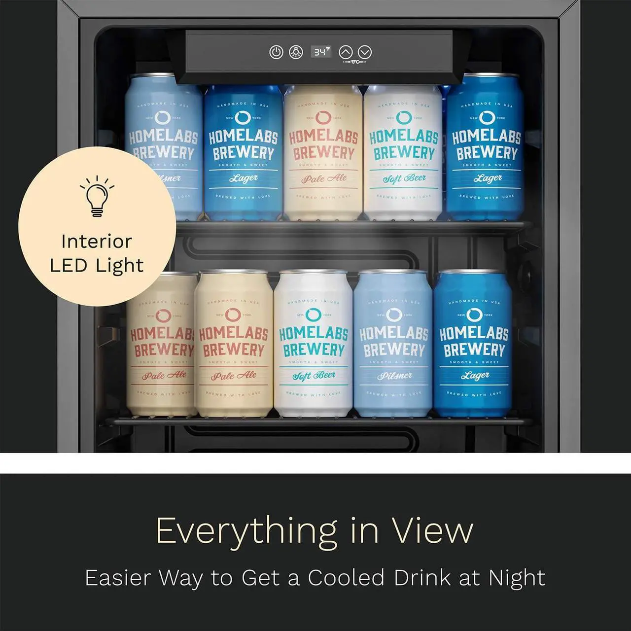 Alt view image 7 of 7 - hOmeLabs Beverage Refrigerator and Cooler - 120 Can Mini Fridge with Glass Door for Soda Beer or Wine - Small Drink Dispenser Machine for Office or Bar with Adjustable Removable Shelves