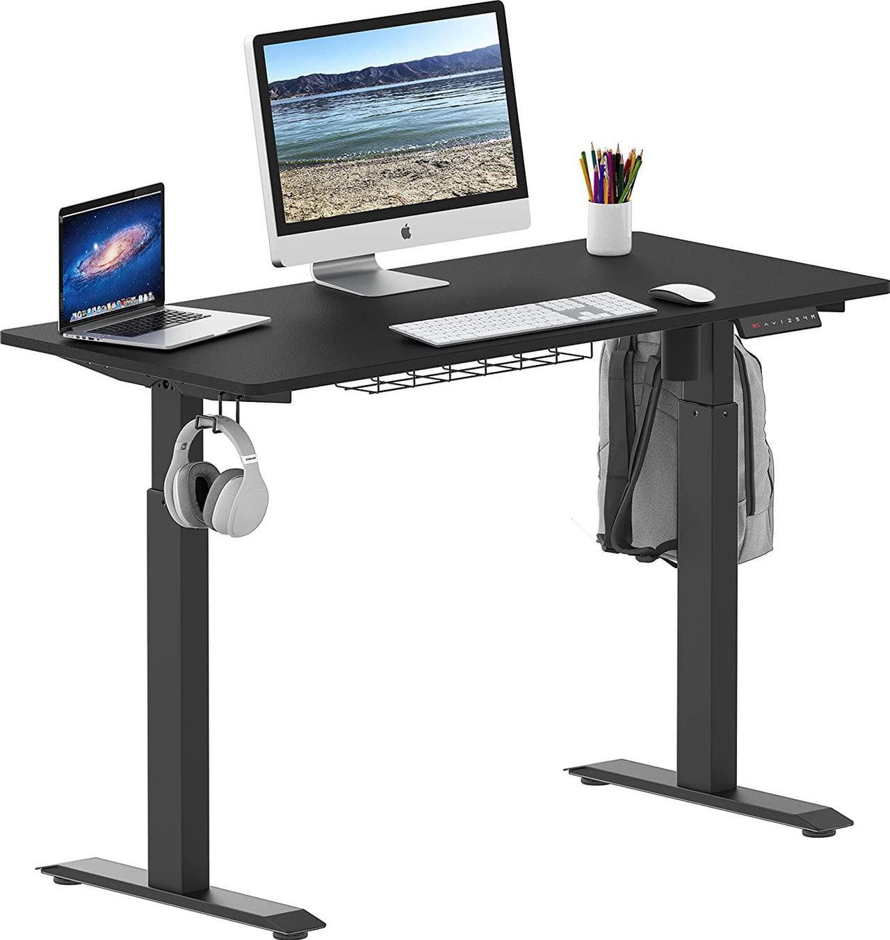 SHW Memory Preset Electric Height Adjustable Standing Desk, 120 x 60 cm, Black