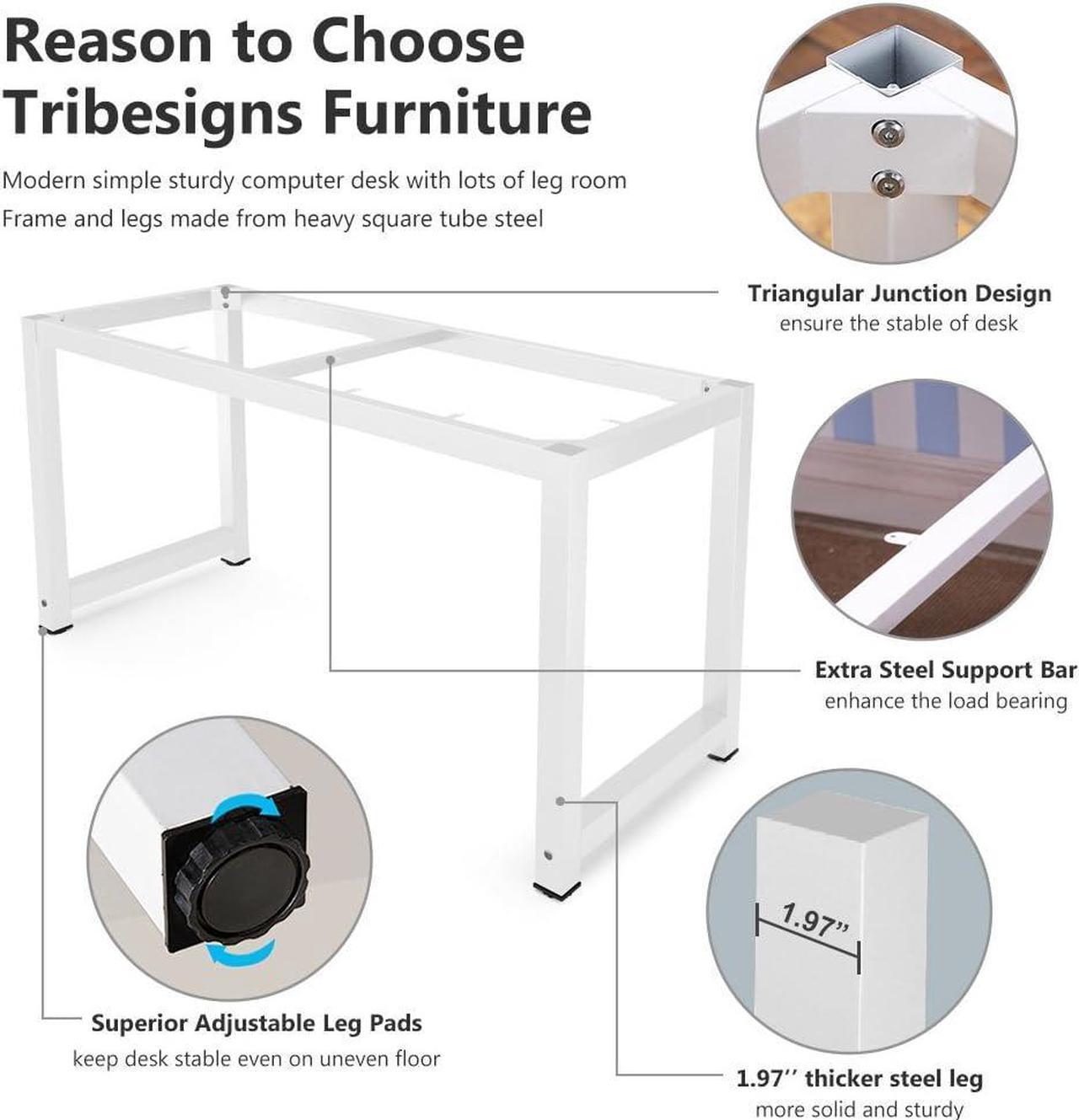Alt view image 5 of 7 - Tribesigns Computer Desk, 63 inch Large Office Desk Computer Table Study Writing Desk for Home Office, White