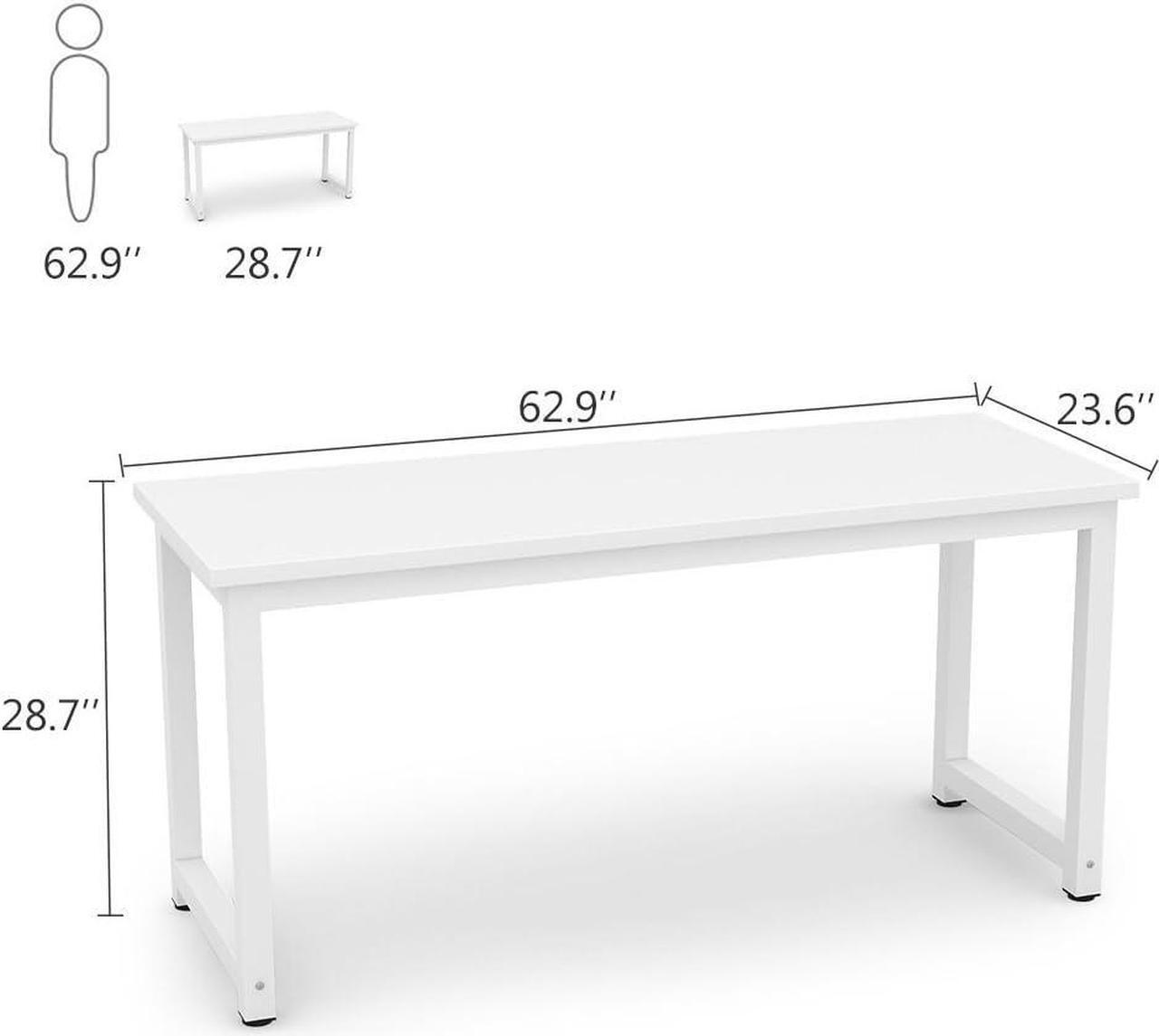 Alt view image 6 of 7 - Tribesigns Computer Desk, 63 inch Large Office Desk Computer Table Study Writing Desk for Home Office, White