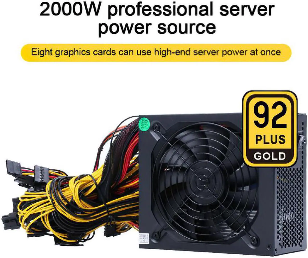 Alt view image 2 of 7 - 2000W 110V-260V ATX ETH Bitcoin Mining Power Supply 92% Efficiency Support 8 Display Cards GPU For BTC Bitcoin Miner