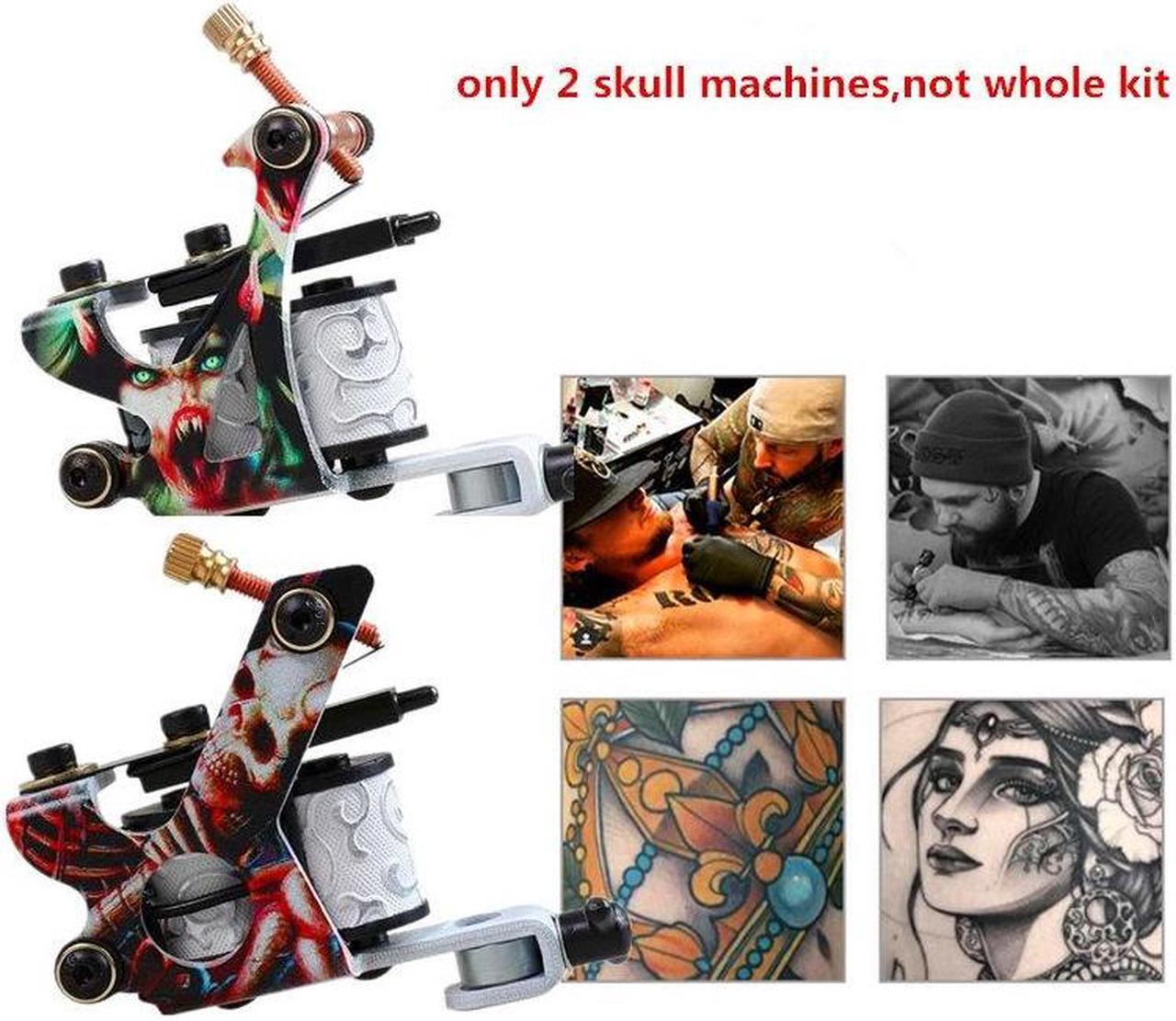 Alt view image 2 of 2 - 2 Machine 14 Colors Tattoo Ink Set Black Power Supply Needles Tips Disposable Supplies Tattoo Kit Complete Set