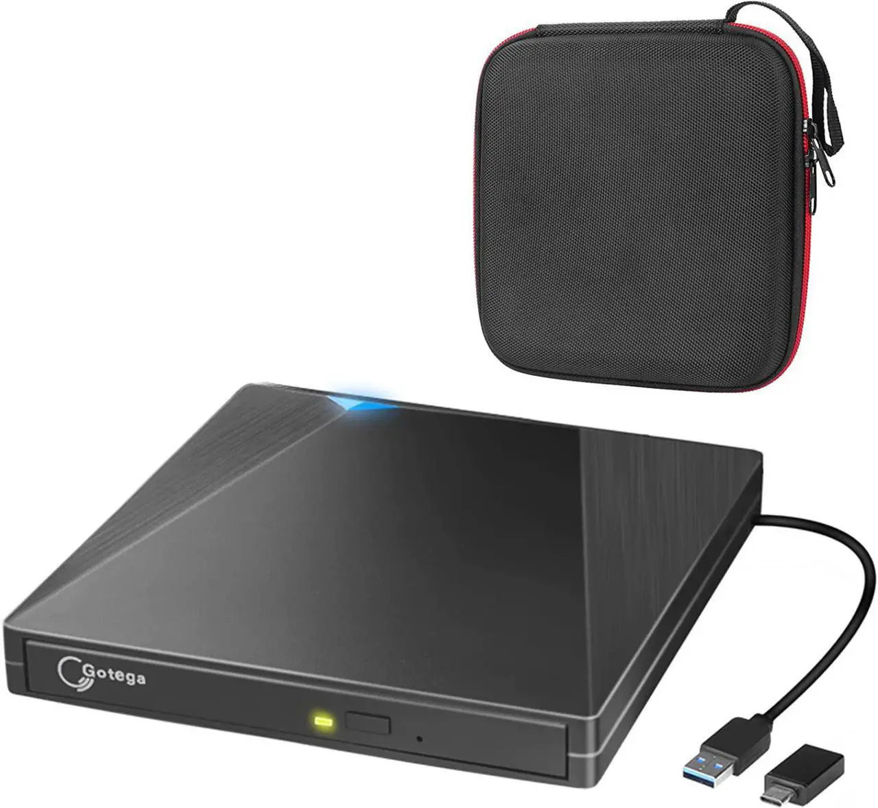Main image of Gotega External DVD Drive USB 3.0 Type C with Storage Case External CD DVD Drive for Laptop Portable DVD/CD ROM +/-RW Drive Burner Rewriter for Windows, Mac, Linux Laptop Desktop, MacBook