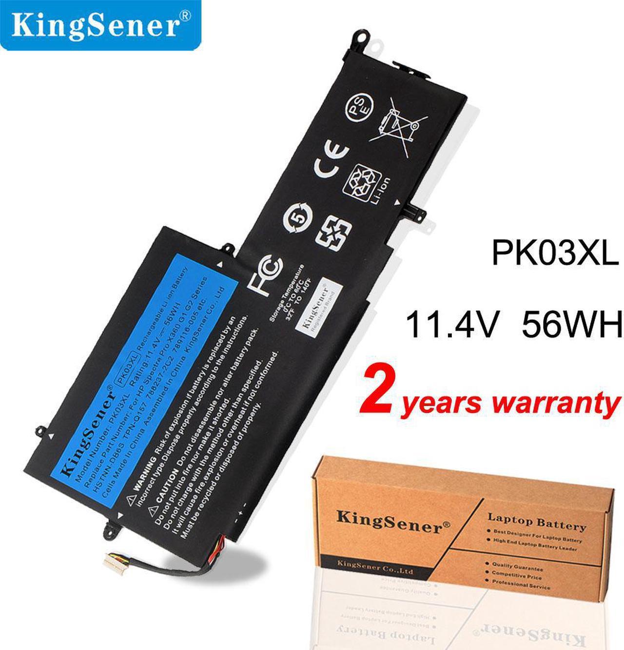 KingSener PK03XL Laptop Battery for HP Spectre Pro X360 Spectre 13 HSTNN-DB6S 6789116-005 11.4V 56WH Free 2 Years Warrranty Notebook Replacement