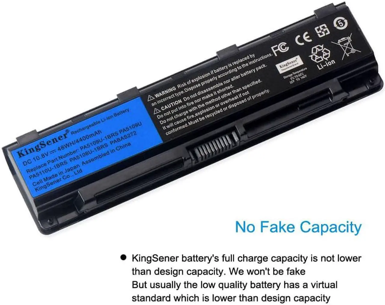 Alt view image 3 of 4 - KingSener PA5109U PA5109U-1BRS PA5110U Battery for Toshiba C40 C45 C50 C50D C55 C55D C55DT C55T C70 C75DT Series PABAS272 48WH