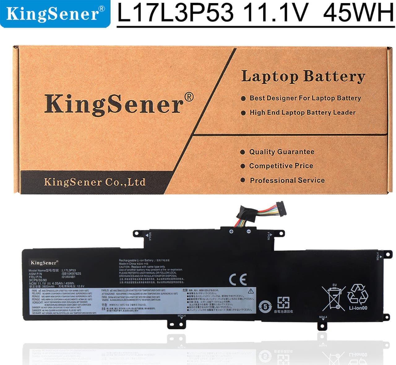 Kingsener L17L3P53 Laptop Battery For Lenovo ThinkPad L380 Yoga L390 Yoga Serie Notebook L17M3P55 01AV482 SB10K9762601AV481 SB10K97625 L17C3P53 01AV483 SB10K97627 TP00091A 11.1V 45Wh