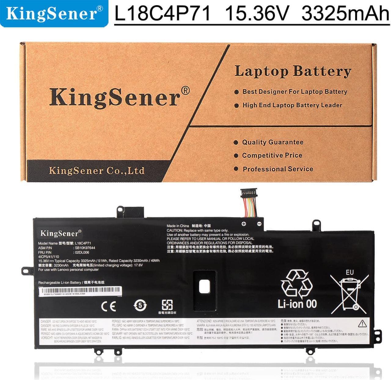 Kingsener L18C4P71 Laptop Battery 15.36V For Lenovo ThinkPad X1 Yoga 4th Gen / X1 Carbon Gen 7th 8th Series SB10K97644 02DL006 02DL004 L18L4P71 SB10K97642 02DL005 L18M4P72 SB10K97643