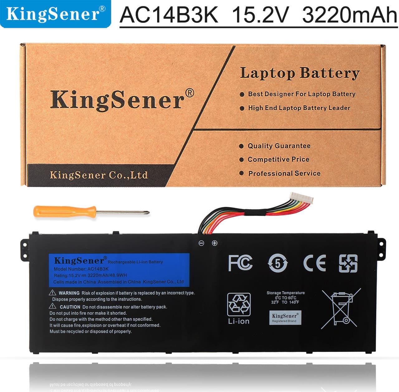 KingSener AC14B3K Laptop Battery For Acer Aspire R5-571T R5-571TG S14 CB3-511 Swift 3 SF314-51 R 11 R3-131T S14 15.2V 3220mAh