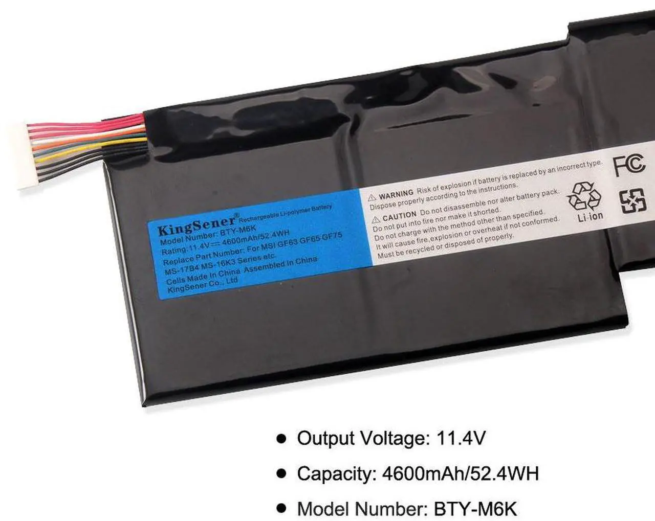 Alt view image 6 of 6 - Kingsener BTY-M6K Laptop Battery for Stealth Pro MS-17B4 MS-16K3 GF63 Thin 8RD 8RD-031TH 8RC 8RC-034CZ GF75 Thin 3RD 8RC 9SC 9SC-088CN GF65 Thin 9SE/SX Bravo 15 17 A4DCR series