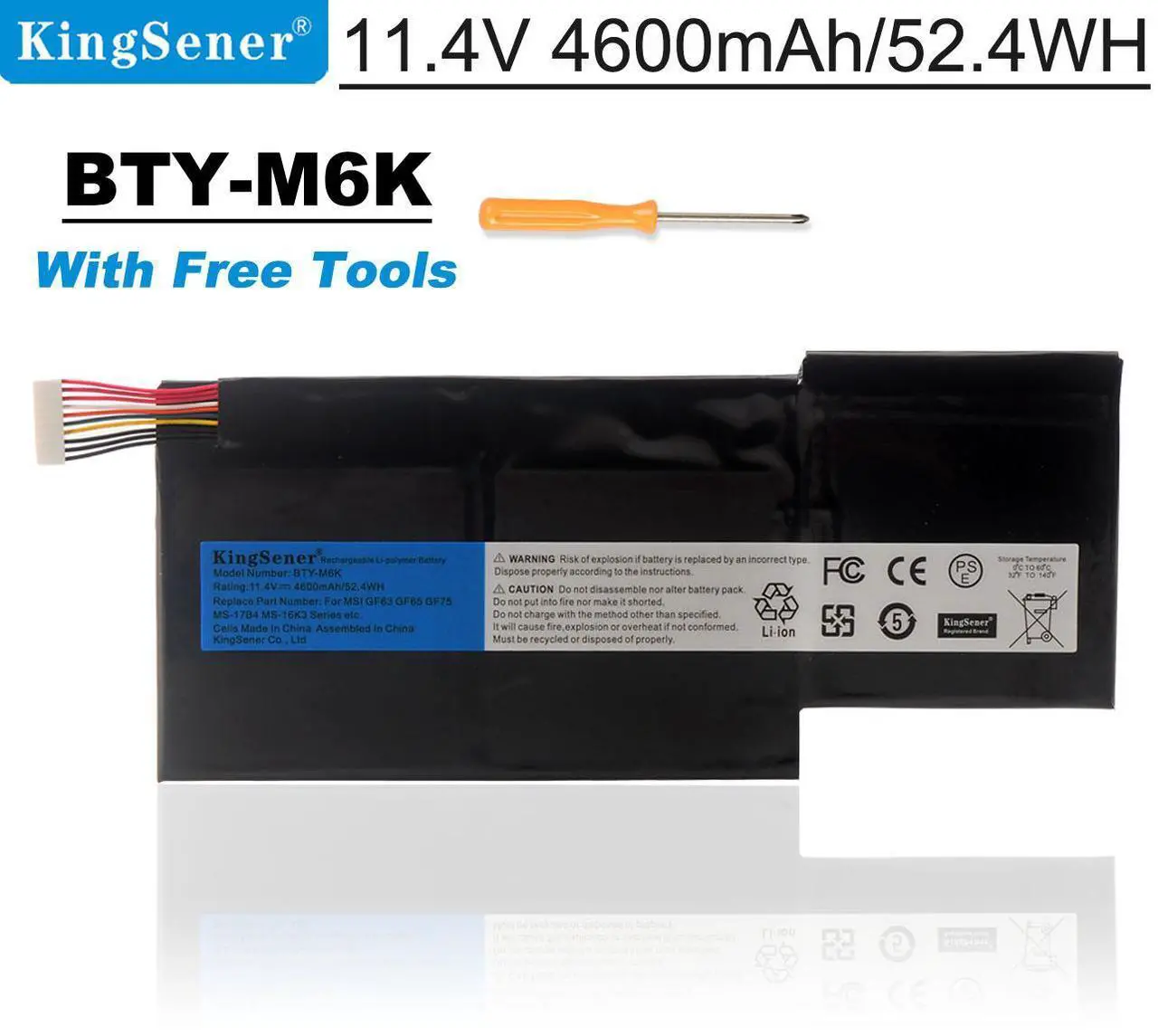 Main image of Kingsener BTY-M6K Laptop Battery for Stealth Pro MS-17B4 MS-16K3 GF63 Thin 8RD 8RD-031TH 8RC 8RC-034CZ GF75 Thin 3RD 8RC 9SC 9SC-088CN GF65 Thin 9SE/SX Bravo 15 17 A4DCR series