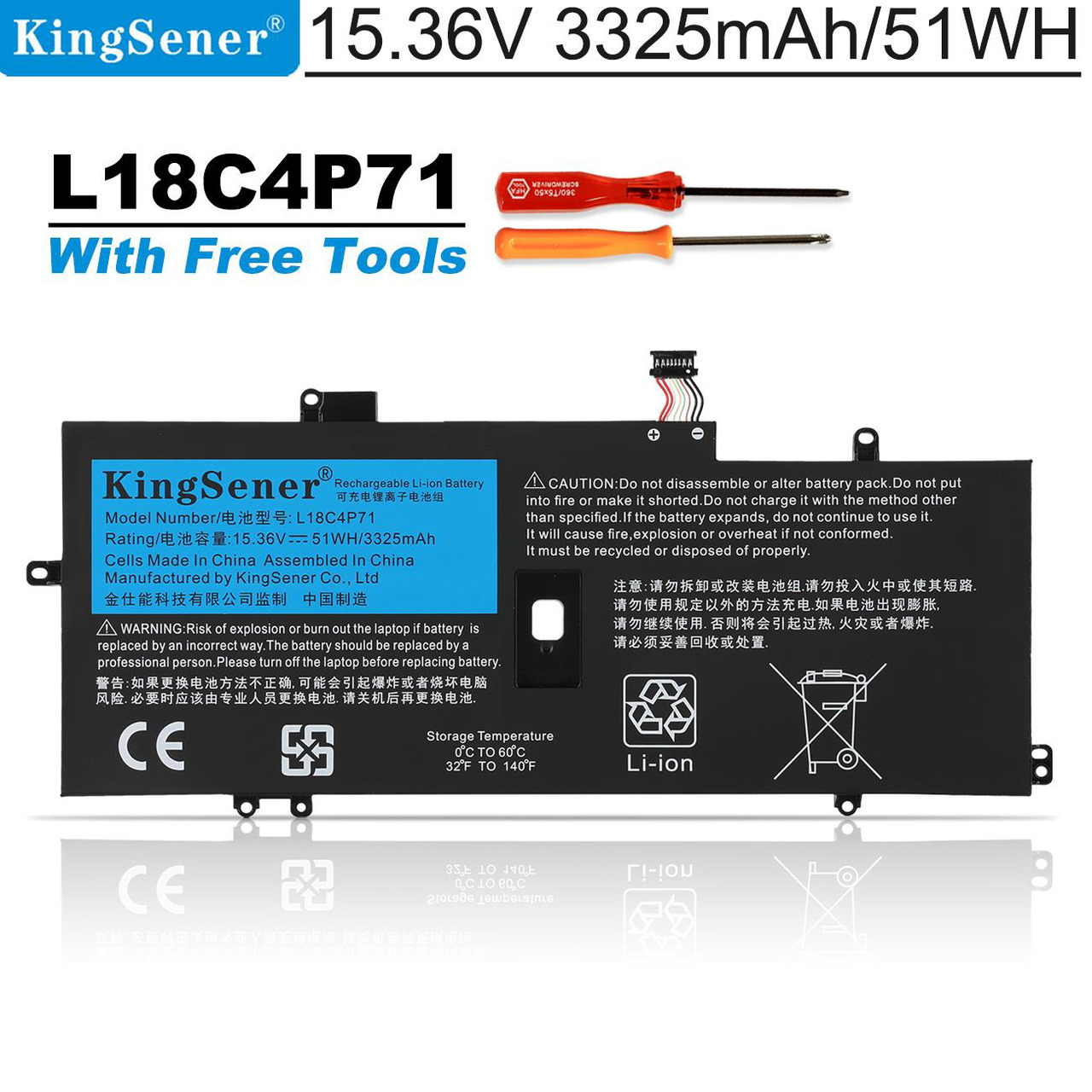 Replacement L18C4P71 51Wh Battery For Lenovo ThinkPad X1 Carbon 7th/8th Gen & X1 Yoga 4th/5th Gen