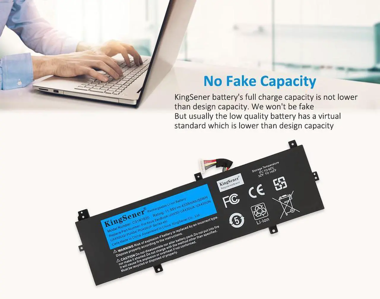 C31N1620 C31POJH Laptopbatterij vervangen voor Asus Zenbook UX430U UX430UQ UX430UQ-GV015T U4100U U4100UQ Series (11.55V 50Wh 4335mAh