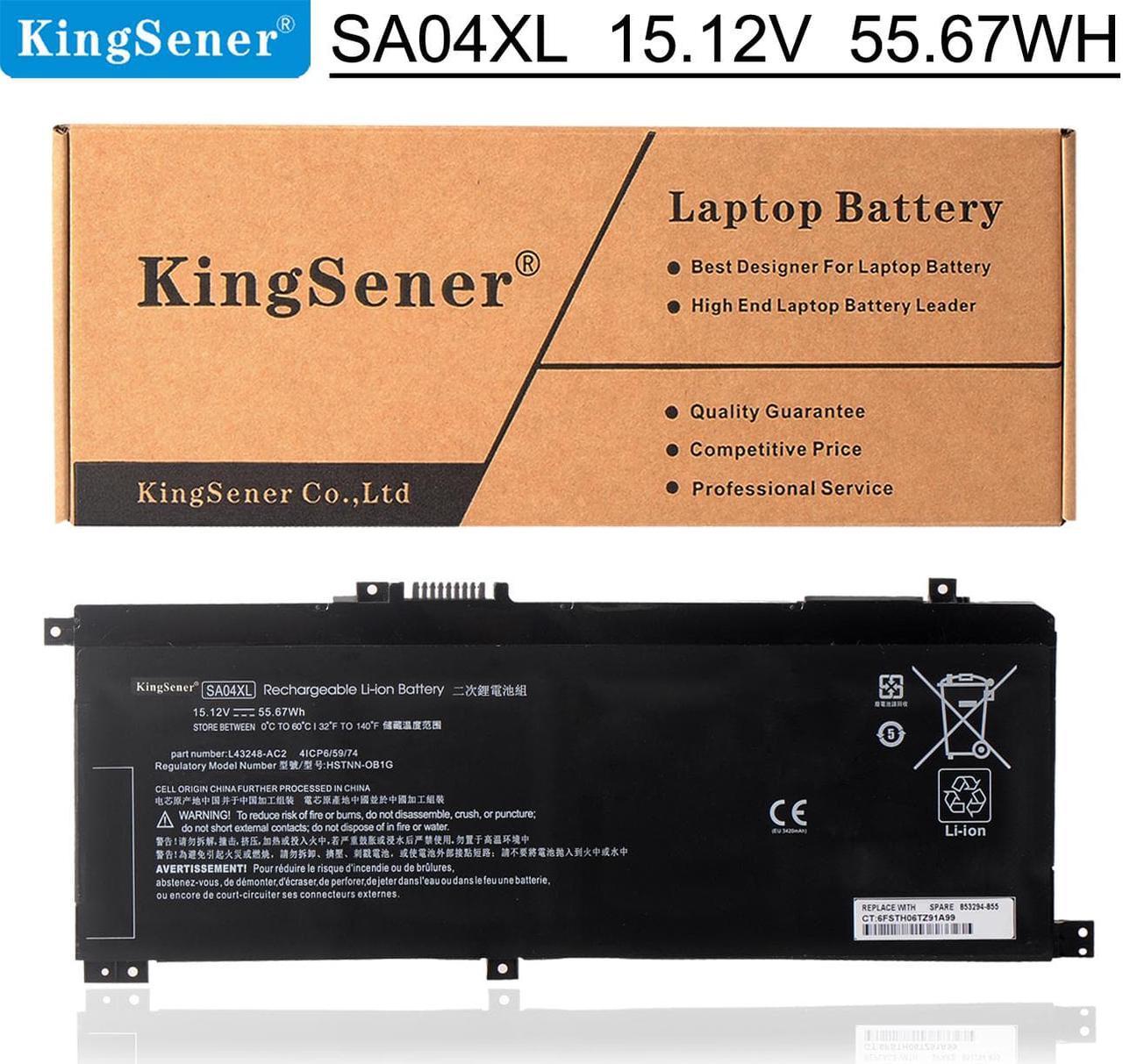 Kingsener SA04XL Laptop Battery for HP Envy X360 15-DR 15-DS 15M-DR 15M-DS 15Z-DS 15T-DR 17-CG 17M-CG 17T-CG 15-dr1xxx 15m-ds0011dx 15m-dr0012dx Series L43267-005 L43248-541 HSTNN-OB1G 15.12V 55.67Wh