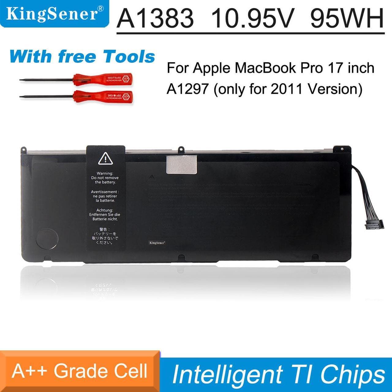 Kingsener A1383 Laptop Battery for MacBook Pro 17 inch A1297 (only for 2011 Version) MD311 MC725 020-7149-A 020-7149-A10 95Wh/8700mAh