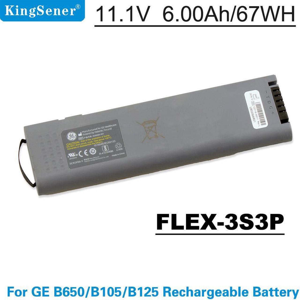 KingSener FLEX-3S3P For GE Healthcare Monitor B650 B105 B125 Batteries 122118-35511 U80206AR01 2036984-001 Li-Ion Rechargeable Battery