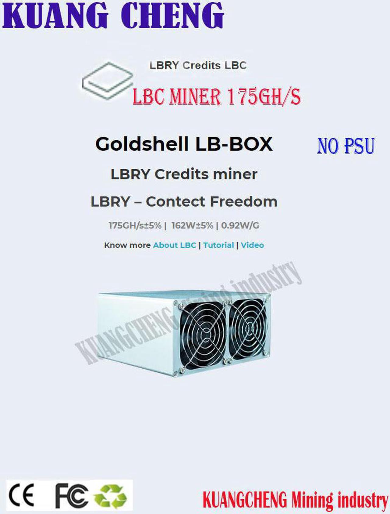 Goldshell LB-BOX 175GH/s LBRY miner More economical than CK-BOX KD-BOX Mini-DOGE LT5 Antminer S19 L7 Innosilicon