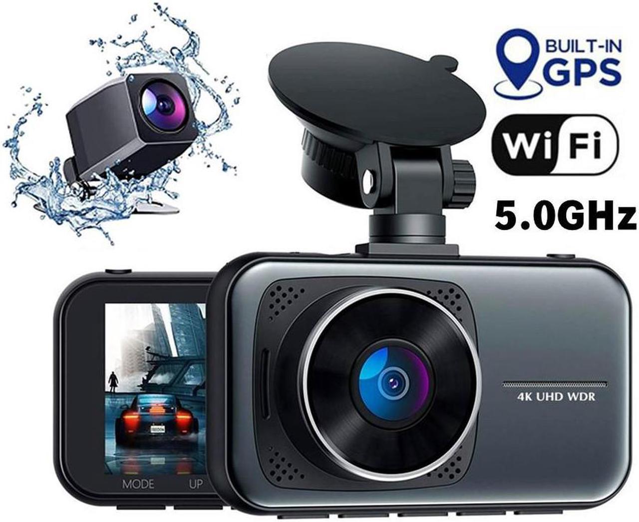 Real 4K 5G WiFi Dual Dash Cam with WiFi GPS,2160P Car Camera with Free App,UHD 4K+1080P Driving recorder,3 Inch Car Dash Camera,24/7 Parking Mode,Night Vision,Emergency Lock,Loop Recording,G-sensor