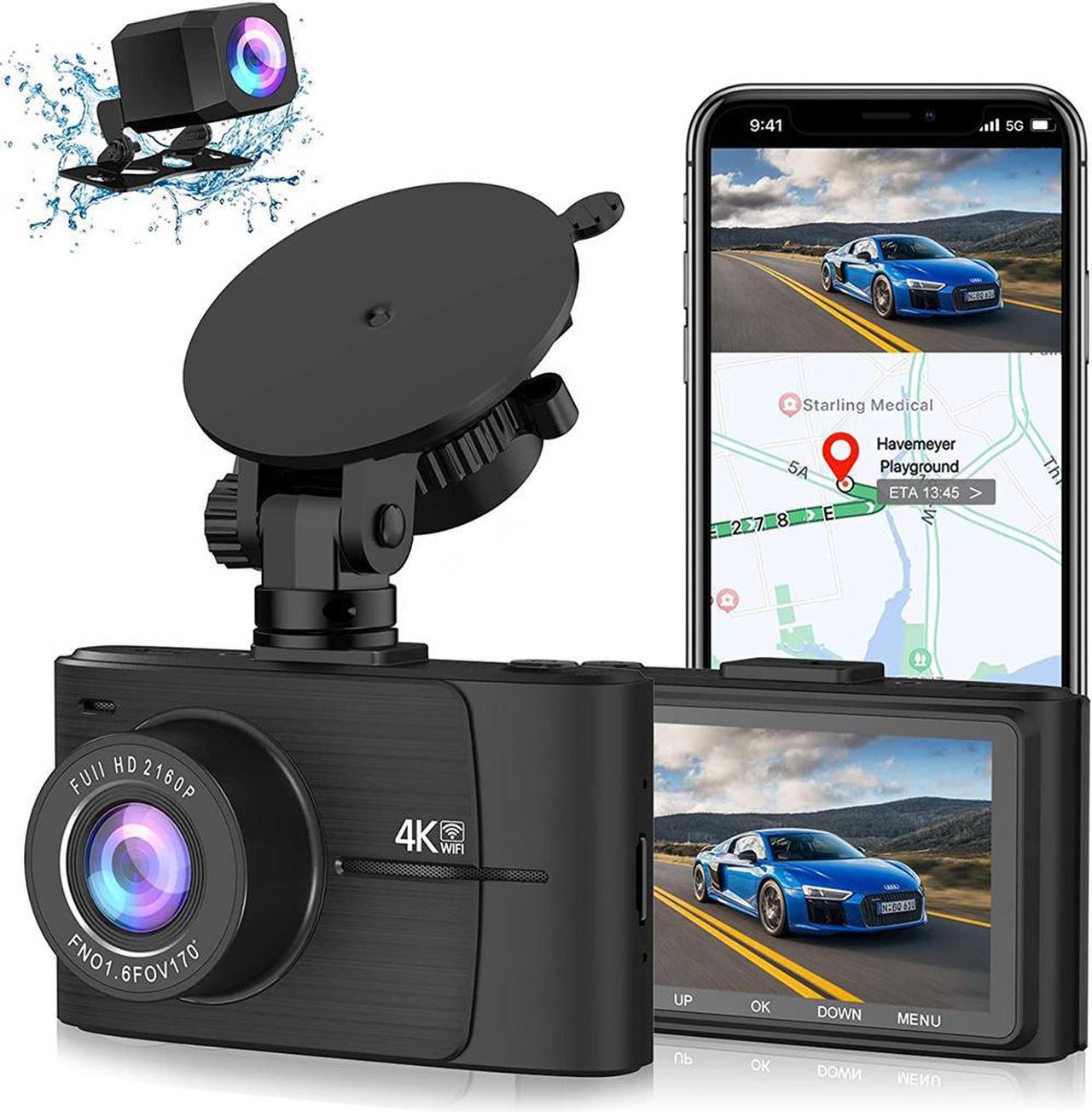 Real 4K 5G WiFi Dual Dash Cam with WiFi GPS,2160P Car Camera with Free App,UHD 4K+1080P Driving recorder,3 Inch Car Dash Camera,24/7 Parking Mode,Night Vision,Gravity sensor,Loop Recording,G-sensor