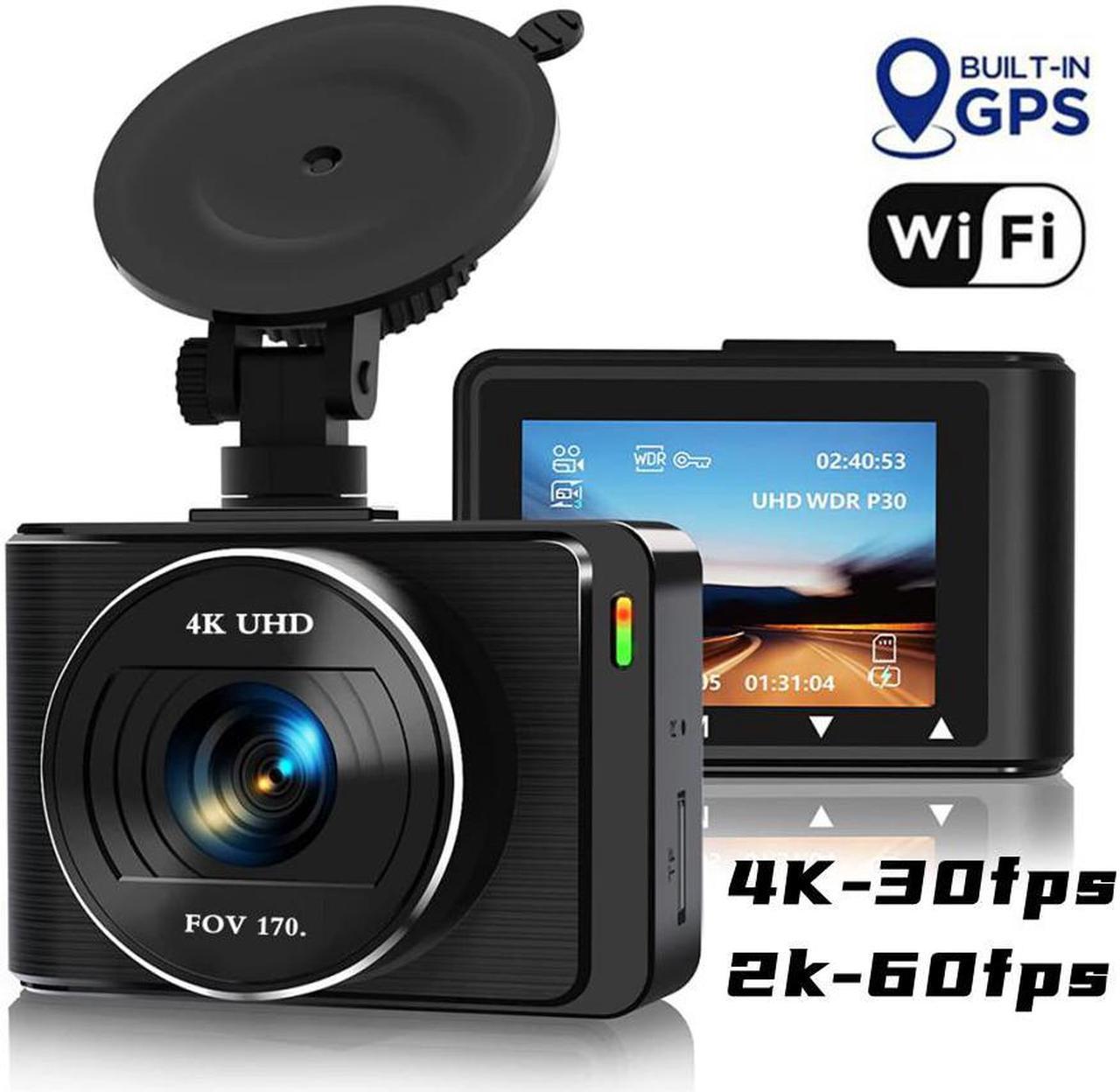 Real 4K 5G WiFi Dual Dash Cam with WiFi GPS,2160P Car Camera with Free App,UHD 4K+1080P Driving recorder,2.0 Inch Car Dash Camera,ADAS Departure Warning,Forward Car Warning,Night Vision,Loop Recording