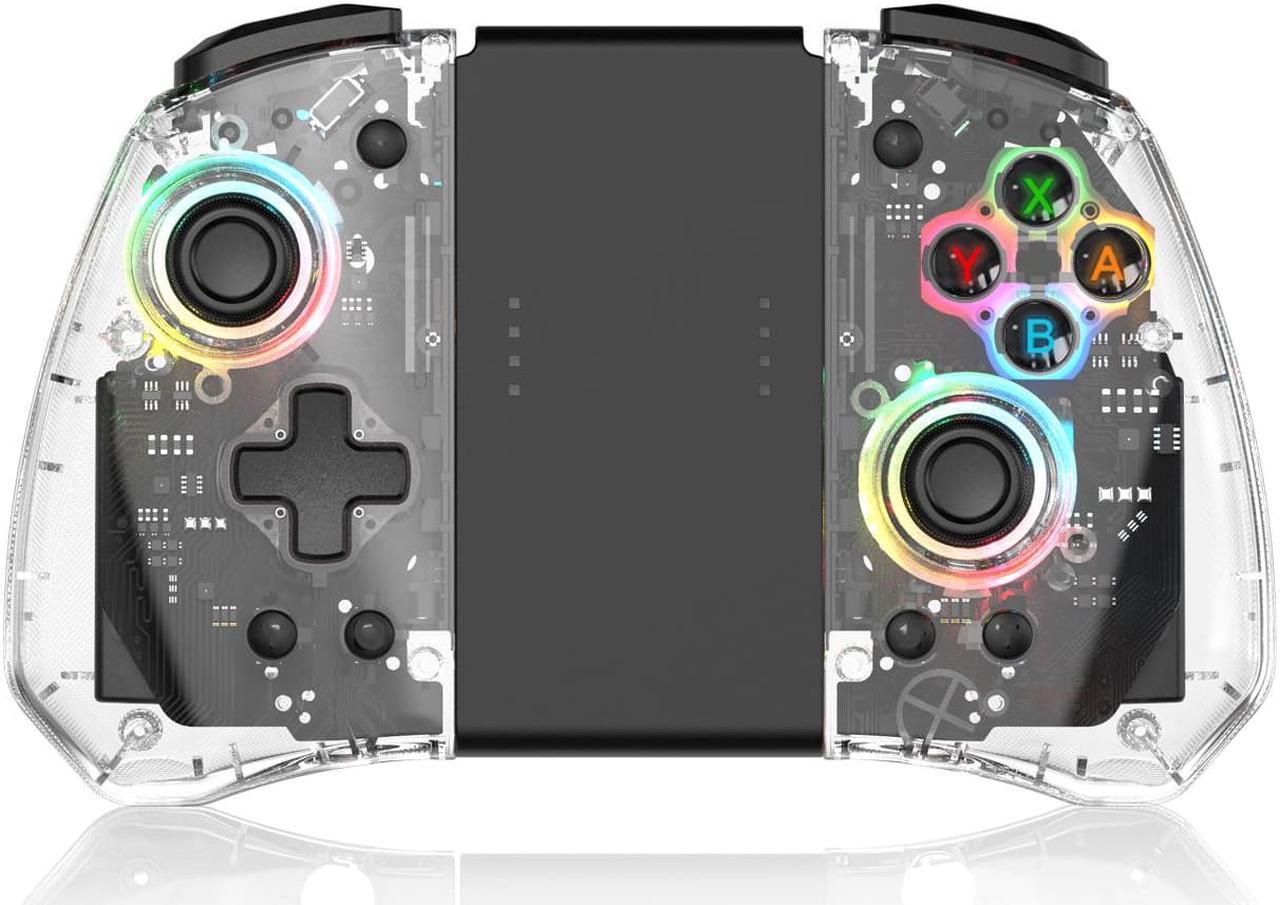 Joypad Controller for Nintendo Switch/Switch OLED,Wireless Joy Con Replacement Switch for Joycon Controller 8 Colors Breathing Adjustable RGB LED Joypad Controller with Turbo/Asymmetrical Vibration/6-