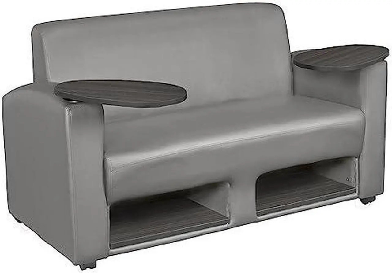 Alt view image 7 of 7 - Supernova Tablet Arm Loveseat w/ Storage- Grey/Ash Grey