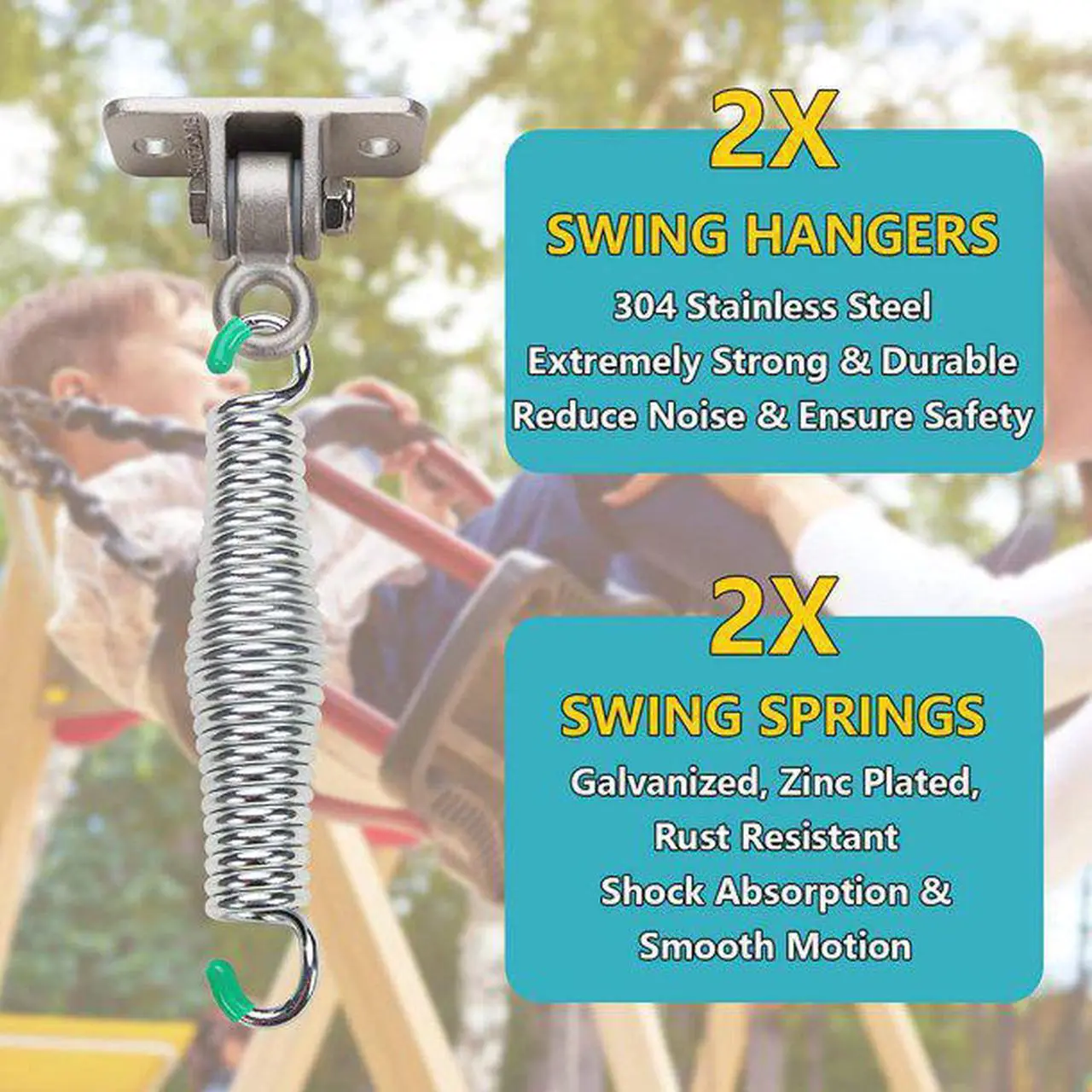 Alt view image 5 of 7 - Butizone 304 Stainless Steel Swing Hangers Galvanized Springs for Ceiling Mount Porch, Set of 2