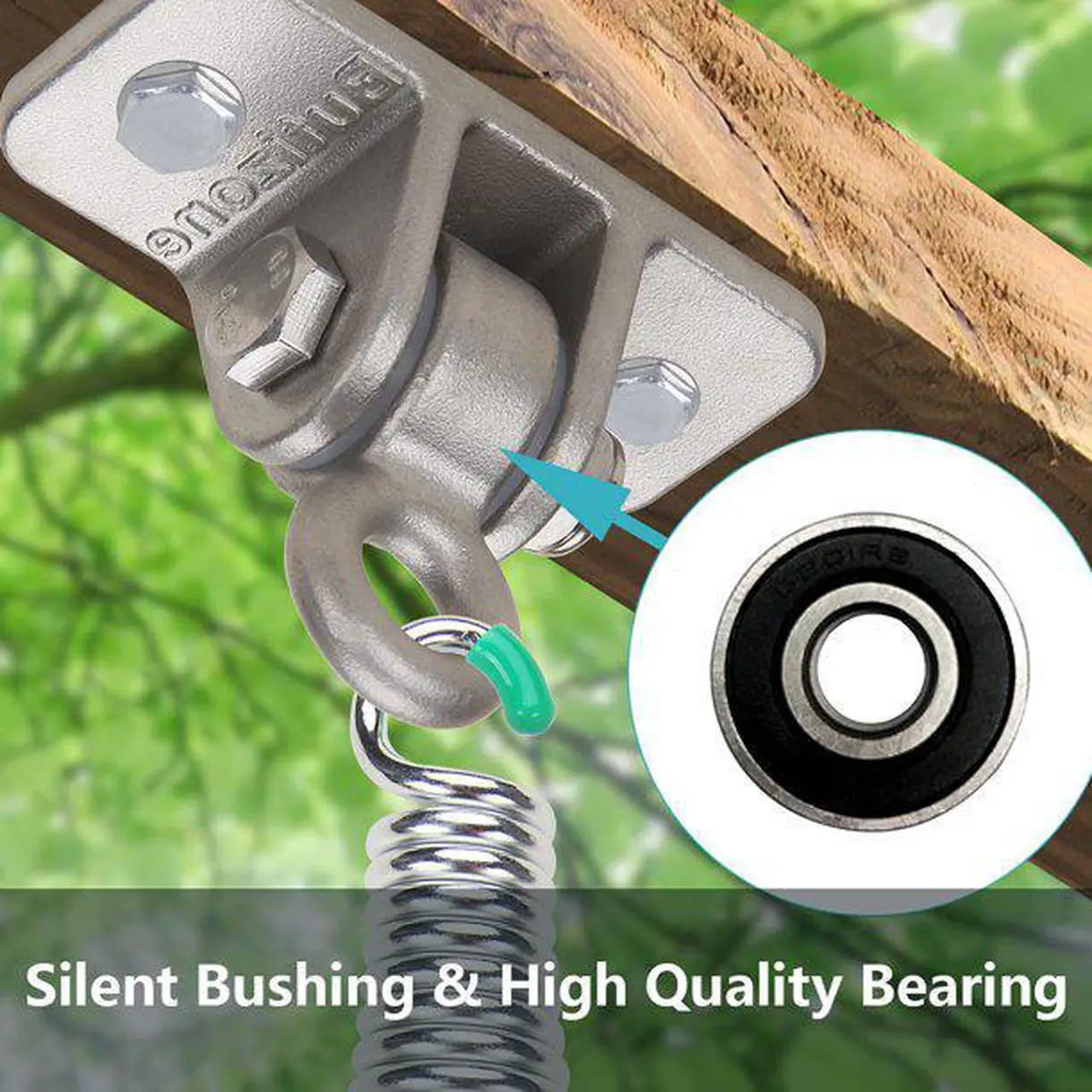 Alt view image 4 of 7 - Butizone 304 Stainless Steel Swing Hangers Galvanized Springs for Ceiling Mount Porch, Set of 2