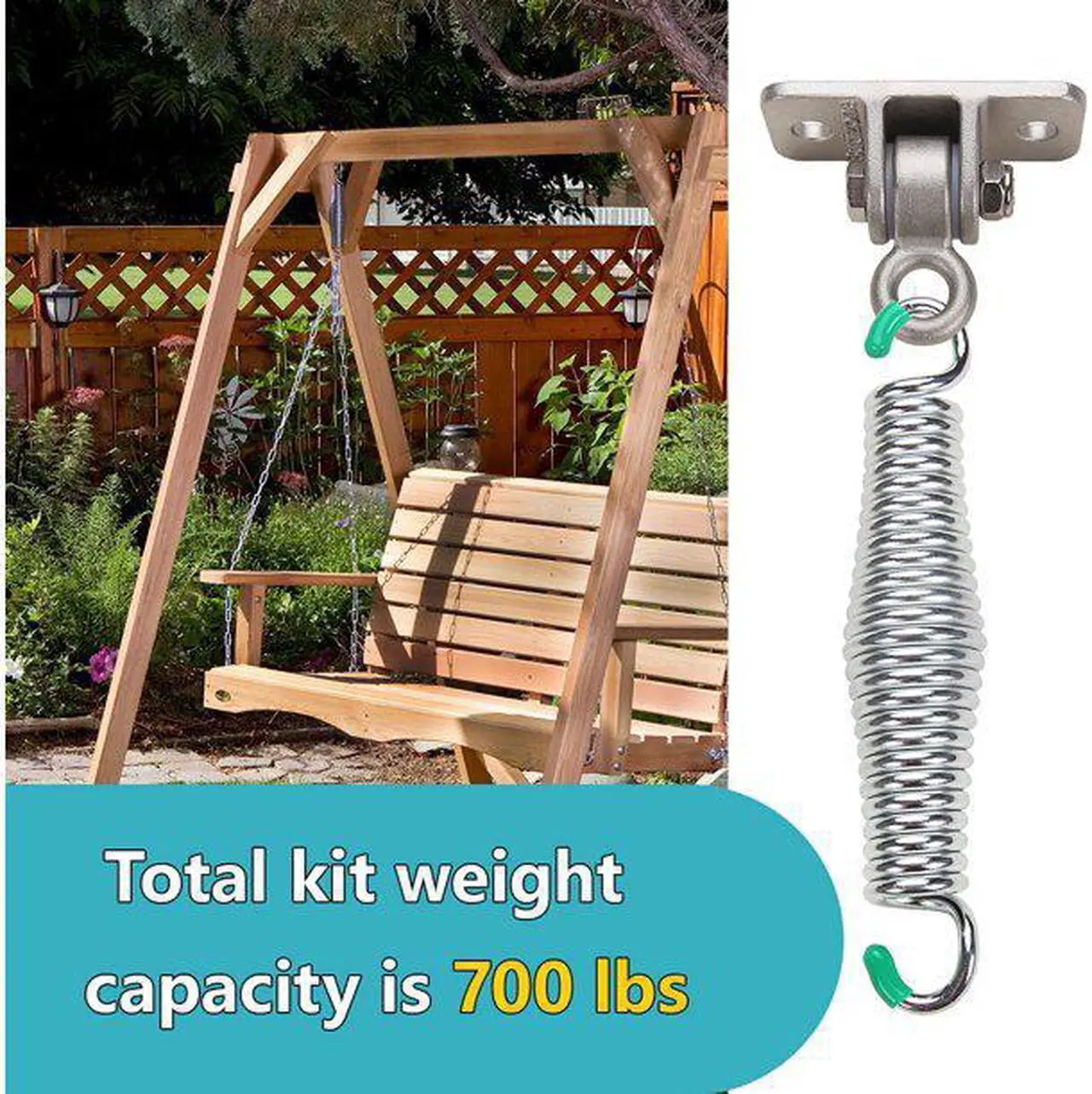 Alt view image 6 of 7 - Butizone 304 Stainless Steel Swing Hangers Galvanized Springs for Ceiling Mount Porch, Set of 2