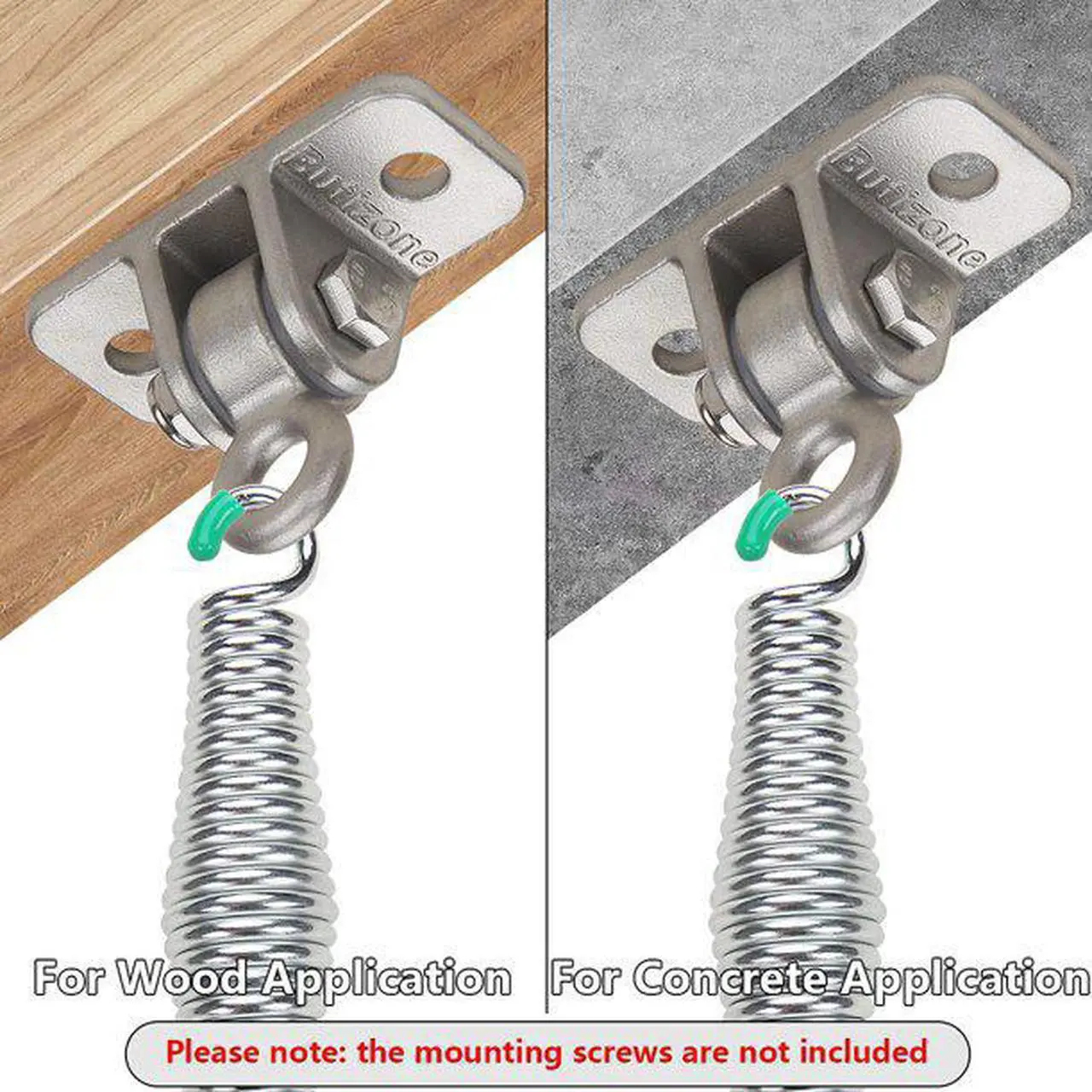 Alt view image 3 of 7 - Butizone 304 Stainless Steel Swing Hangers Galvanized Springs for Ceiling Mount Porch, Set of 2