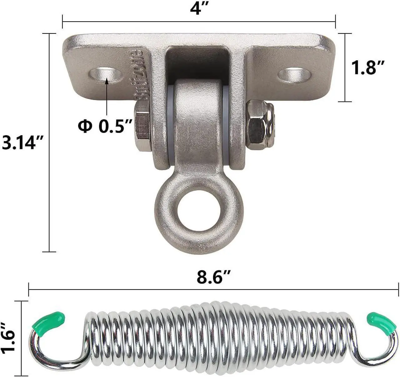 Alt view image 2 of 7 - Butizone 304 Stainless Steel Swing Hangers Galvanized Springs for Ceiling Mount Porch, Set of 2
